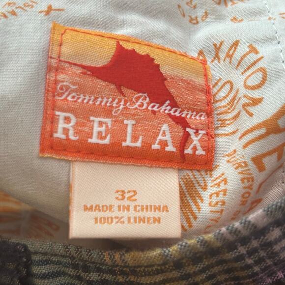 Tommy Bahama NWT mens weave master relax linen plaid multicolor short size 32 - Picture 7 of 9